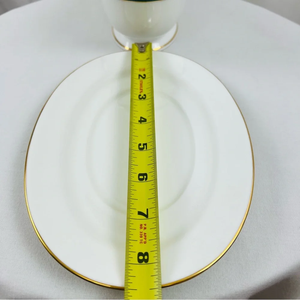 NWT!! Lenox Vintage Margaret Print Gravy Boat and Underplate Green White - Picture 9 of 10